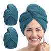 Microfiber Hair Towel Hair Wrap: 2 Pack 10X26 Hair Dryer Towels for Women Absorbent Turban Twist Hair Drying Shower Cap Curly Hair Products for Hair Care Hair Accessories (04 2-Pcs Navy Blue) view 1