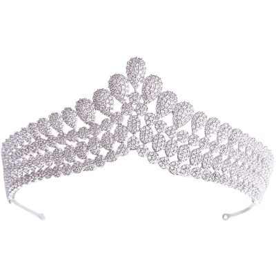 Sxdthy Rhinestone Queen Crown, Crystal Diamond Tiara, Round Queen King Tiara Crown Pageant Headpieces, Rhinestone Tiaras Crown (Color : Silver, Size : 20 * 4cm)