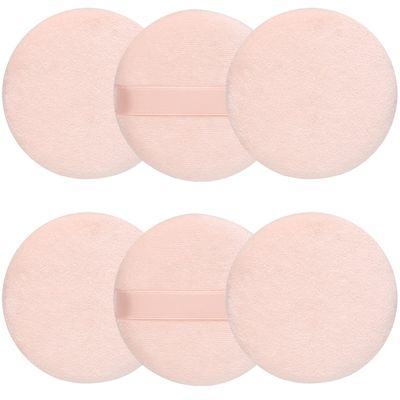 6 Pcs Pure Cotton Super Soft Washable Loose Powder Puff, 2.65 Inch Round Puff for Foundation Makeup