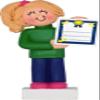 Girl Receiving an Award/Honor/Milestone with Blonde Hair Personalize Christmas Ornament view 2