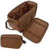 PAVILIA Toiletry Bag for Men, Travel Essentials Shaving Dopp Kit, Mens Travel Bag Toiletries Organizer Case for Grooming, PU Leather Water Resistant Cosmetic Bag Pouch (XL, Brown) view 1