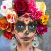 Day of the Dead Face Tattoos Makeup Kit, 10 Pack Halloween Sugar Skull Red Roses Temporary Tattoos for Adults Women Men Kids, DIY Skull Full Face Mask Stickers for Halloween Party Cosplay Supplies view 3