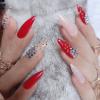 ZYBUXY Nude Red Press On Nails - Jelly Drill Gel False Nails, Medium Stiletto Style, 24pcs Wedding Nails for Bride view 4