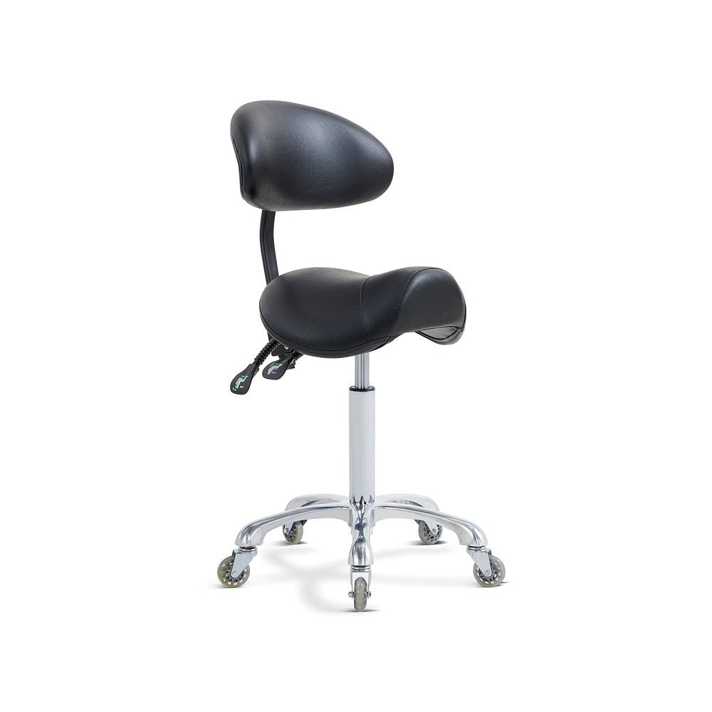 Antlu Saddle Stool Rolling Chair with Back Support,Esthetician Tattoo Dental Stool Chair,Lash Chairs for Eyelash Tech Massage Salon(Black,with Backrest)