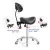 Antlu Saddle Stool Rolling Chair with Back Support,Esthetician Tattoo Dental Stool Chair,Lash Chairs for Eyelash Tech Massage Salon(Black,with Backrest) view 3