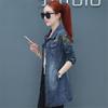 Autumn Women Embroidery Denim Jacket Loose Casual Jeans Jacket Coat Outwear,Blue view 2