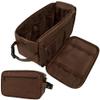 PAVILIA Toiletry Bag for Men, Travel Essentials Shaving Dopp Kit, Mens Travel Bag Toiletries Organizer Case for Grooming, PU Leather Water Resistant Cosmetic Bag Pouch (XL, Dark Brown) view 1
