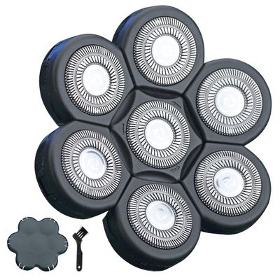VRMETA 7 Blades Replacement Heads for Men 7D Sharp Replacement Heads Floating Shaver Blades for Electric Rotary Shaver (7 Heads (Black))