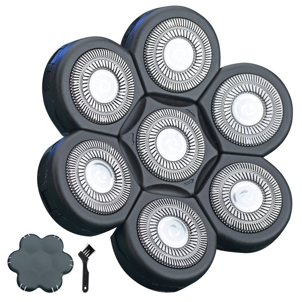 VRMETA 7 Blades Replacement Heads for Men 7D Sharp Replacement Heads Floating Shaver Blades for Electric Rotary Shaver (7 Heads (Black))
