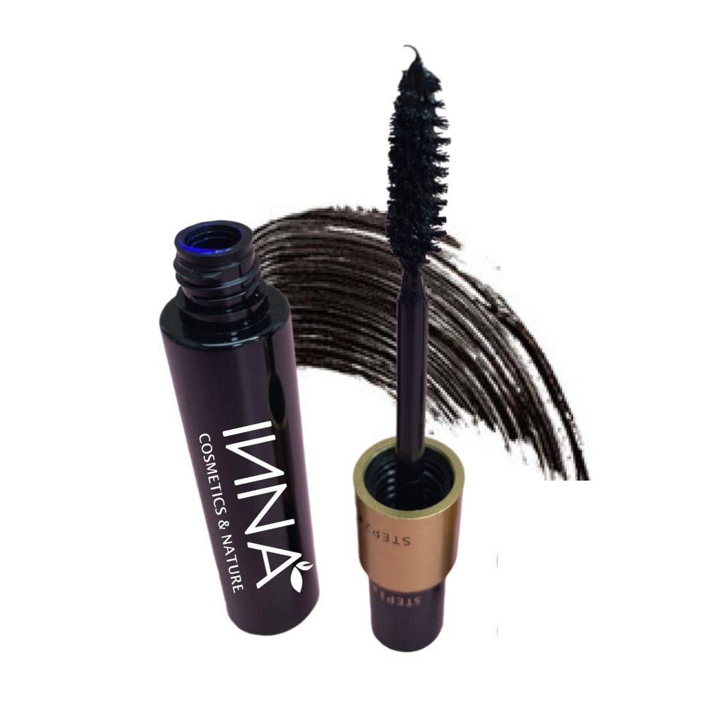 Inna Cosmetics & Nature - Long Lash Mascara vegan, non GMO, cruelty-free, Waterproof Lash 2-in-1 Mascara, 2 oz, (Black)