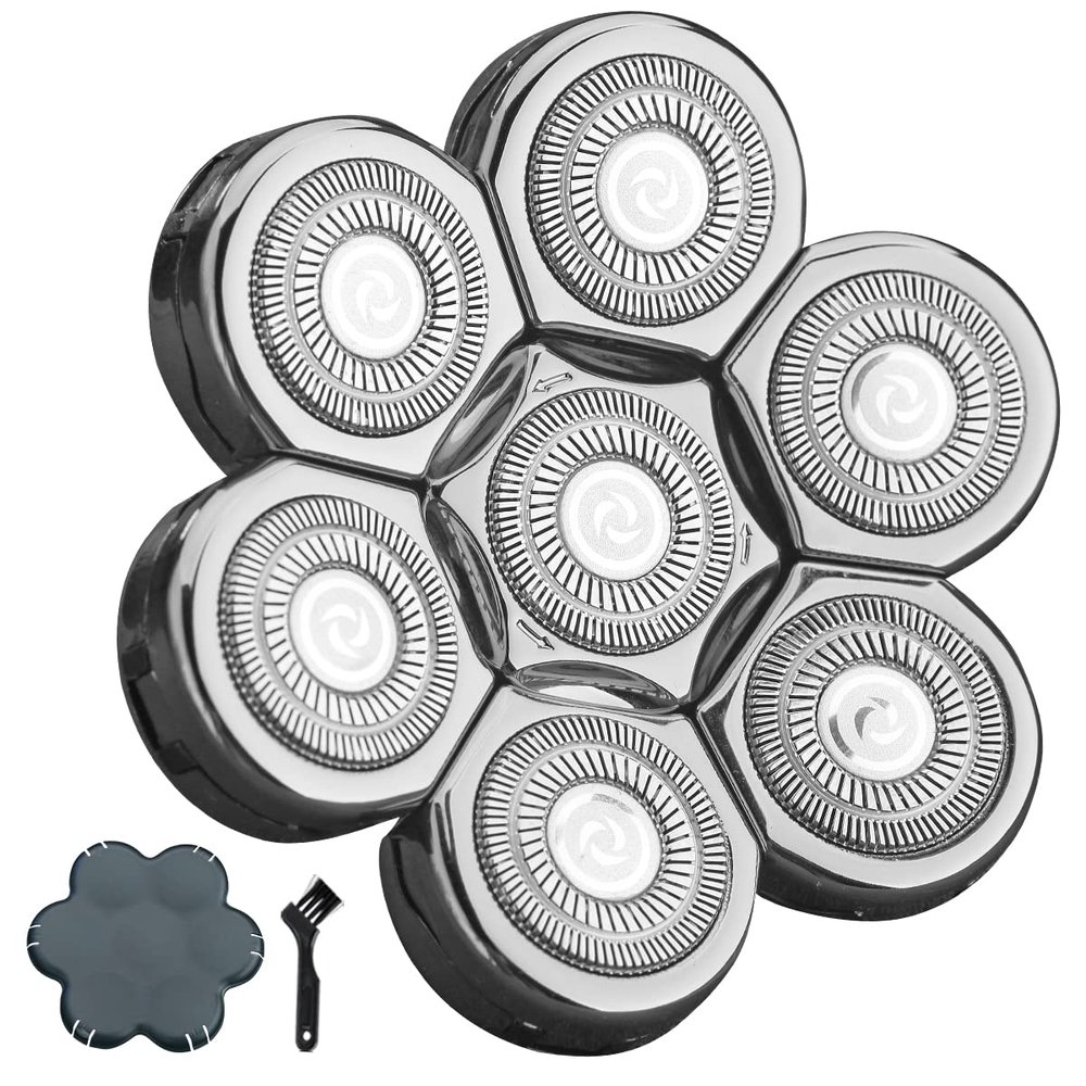 VRMETA Electric Shaver Replacement Heads - Sharp Stainless Steel Blades for Rotary Shaver (7 Heads, Silver)
