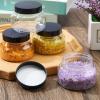 Tessco 24 Pack Plastic Jars with Lids Labels Empty Clear Plastic Jars Round Refillable Cosmetic Containers Body Butter Containers Bulk Sugar Scrub Bottle for Make Up (8 oz,Clear, Black) view 4