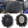 Afro Mens Toupee African American Mens Replacement System Kinky Curly Toupee for Black Men Durable Fine Mono Lace Mens Hairpieces Folded Lace Front Mens Unit (6X9"-8MM WAVE, 1# JET BLACK-100% Light to Medium Density) view 1