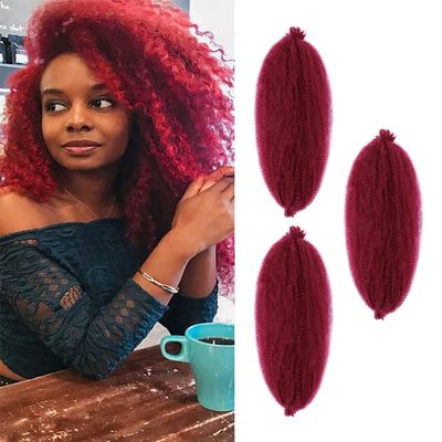 3 Packs Springy Afro Twist Hair with Crochet Hook, 16 Inch Pre-Separated Marley Crochet Braiding Hair for Distressed Soft Locs, Synthetic Hair Extension for Black Women(BUG#)