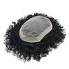 Afro Mens Toupee African American Mens Replacement System Kinky Curly Toupee for Black Men Durable Fine Mono Lace Mens Hairpieces Folded Lace Front Mens Unit (7X10"-8MM WAVE, 1B# OFF BLACK-100% Light to Medium Density) view 4