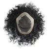 Afro Mens Toupee African American Mens Replacement System Kinky Curly Toupee for Black Men Durable Fine Mono Lace Mens Hairpieces Folded Lace Front Mens Unit (6X8"-18MM WAVE, 1# JET BLACK-100% Light to Medium Density) view 3