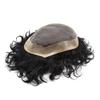 Afro Mens Toupee African American Mens Replacement System Kinky Curly Toupee for Black Men Durable Fine Mono Lace Mens Hairpieces Folded Lace Front Mens Unit (6X8"-18MM WAVE, 1# JET BLACK-100% Light to Medium Density) view 4