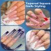 504PCS XXL No C Curve Square Nail Tips for Acrylic Nails Professional - Clear Tapered Square Straight Tips Half Cover Long Fake Nails - Ballerina Coffin French for Salon and DIY Art view 2