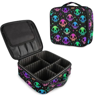 MNSRUU Women Makeup Bag Rainbow Style Skull Makeup Bag Organizer Travel Cosmetic Bag for Teenage Girl Clear Make Up Bags with Zipper