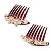Honbay 2PCS 7 Teeth Hair Side Combs Pearl Crystal Rhinestone Floral Twist Combs Rhinestone Flower Hairpin Decorative Hair Combs Accessories for Women (2 Style) view 1