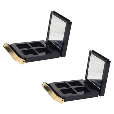 KALLORY Gold-Rimmed Eyeshadow Box 2Pcs Empty Makeup Palettes Portable Cosmetic Storage Case for Eyeshadow Blush Lipstick Powder with Mirror