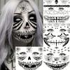 EGMBGM 4 Sheets Scary Halloween Face Temporary Tattoos For Women Men, 3D Witch Zombie Makeup Kit For Kids Girls Boys Adults, Dia de los muertos Day of the Dead Makeup Face Tattoos Spider Web Bat Scar view 1