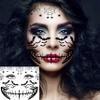 EGMBGM 4 Sheets Scary Halloween Face Temporary Tattoos For Women Men, 3D Witch Zombie Makeup Kit For Kids Girls Boys Adults, Dia de los muertos Day of the Dead Makeup Face Tattoos Spider Web Bat Scar view 2