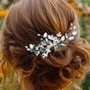 EASEDAILY Crystal Wedding Hair Comb Silver Leaf Hair Pieces Rhinestone Bridal Hair Accessories for Brides and Women view 1