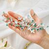 EASEDAILY Crystal Wedding Hair Comb Silver Leaf Hair Pieces Rhinestone Bridal Hair Accessories for Brides and Women view 2