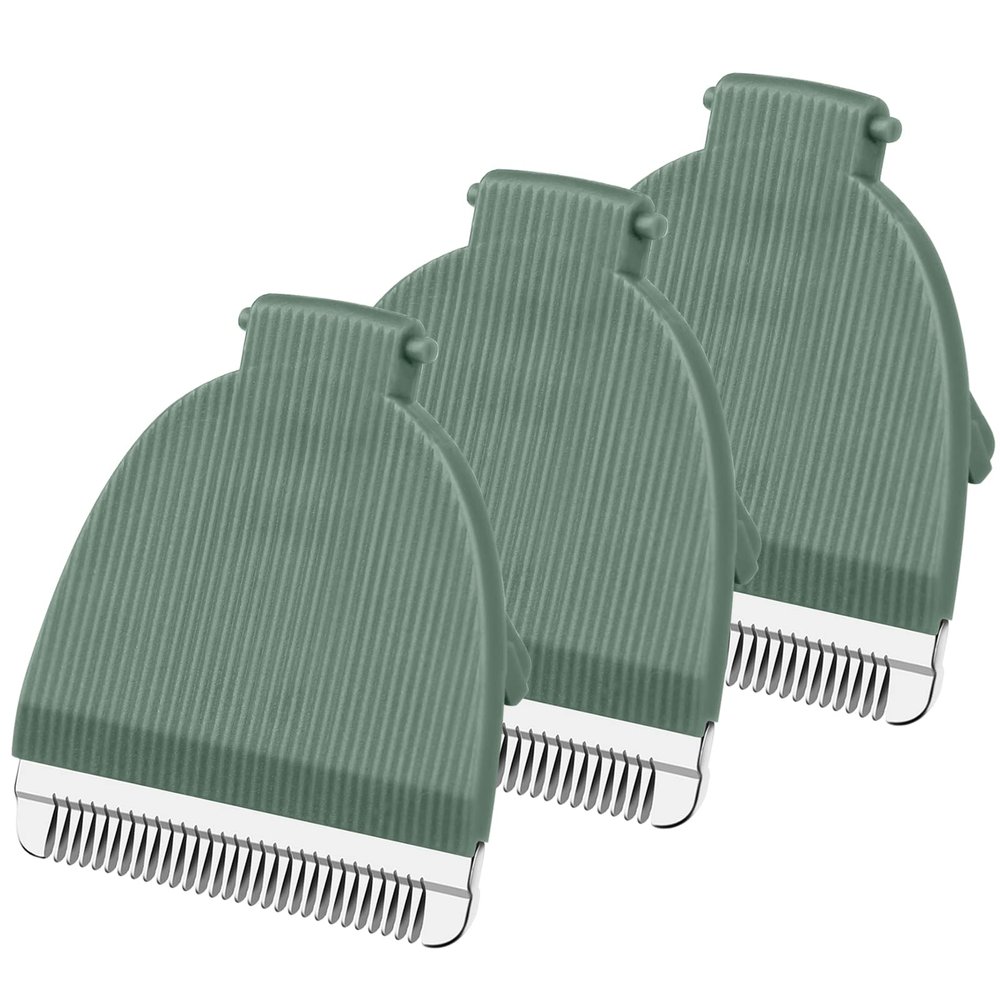 3 PACK Trimmer Blades for Meridian Hair Trimmer, Hygienic Ceramic Replacement Blades Compatible with Meridian Body Trimmer (Onyx & Sage), Green