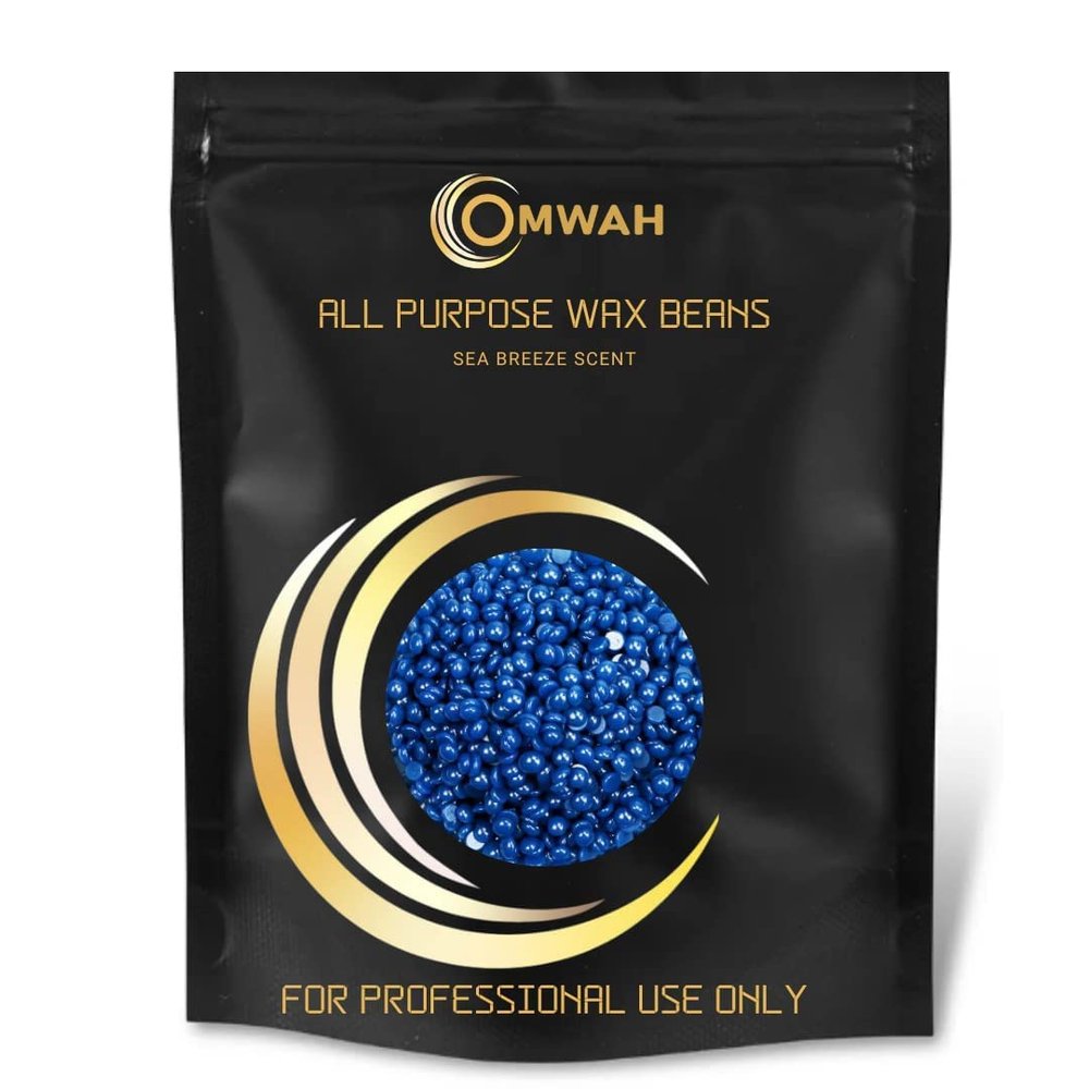 OMWAH Hard Wax Beads for Hair Removal, Brazilian Wax Beads, Natural Beeswax for all Skin type- Bikini, Face, Body & Armpits, Professional & Home Use, All-Purpose Wax Beans, Sea Breeze Scent, 1lb Bag