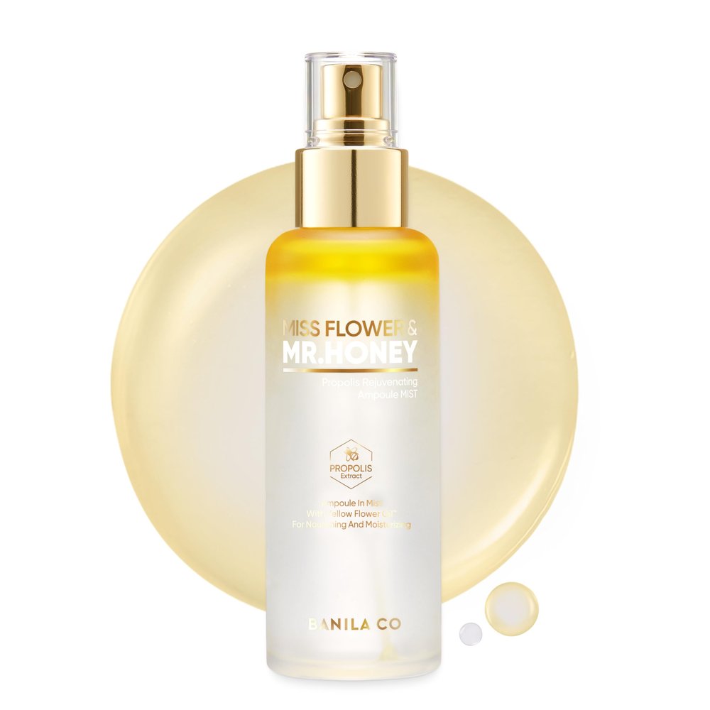 BANILA CO Miss Flower & Mr Honey Propolis Ampoule Mist | Nourishing Skin Double Layer & Moisturizing Makeup Fixer Setting Spray | Hydration Boost, Radiant Glow Serum (99ml / 3.34 fl oz)