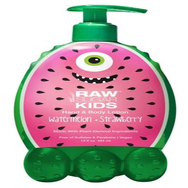 a g RS Raw Sugar Kids Watermelon and Strawberry Hand & Body Lotion. Made with Plant-Derived Ingredients. Sulfates and Parabens Free. Vegan. 12 Fl Oz. (1 Pack)