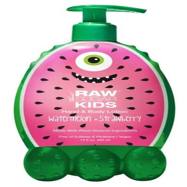 a g RS Raw Sugar Kids Watermelon and Strawberry Hand & Body Lotion. Made with Plant-Derived Ingredients. Sulfates and Parabens Free. Vegan. 12 Fl Oz. (1 Pack)