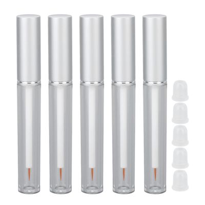 Dioche 5Pcs 3ml Empty Mascara Tube Mascara Eyelash Cream Container Transparent Aluminum Cover Empty Container Bottles with Rubber Stopper for Traveling Camping