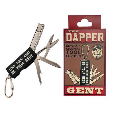 Trixie & Milo The Dapper Gent - Pocket Manicure Tool, Nail Clippers, Nail File & Exfoliator, Mini Straight Blade, Trimming Scissors, Unique Gifts for Men