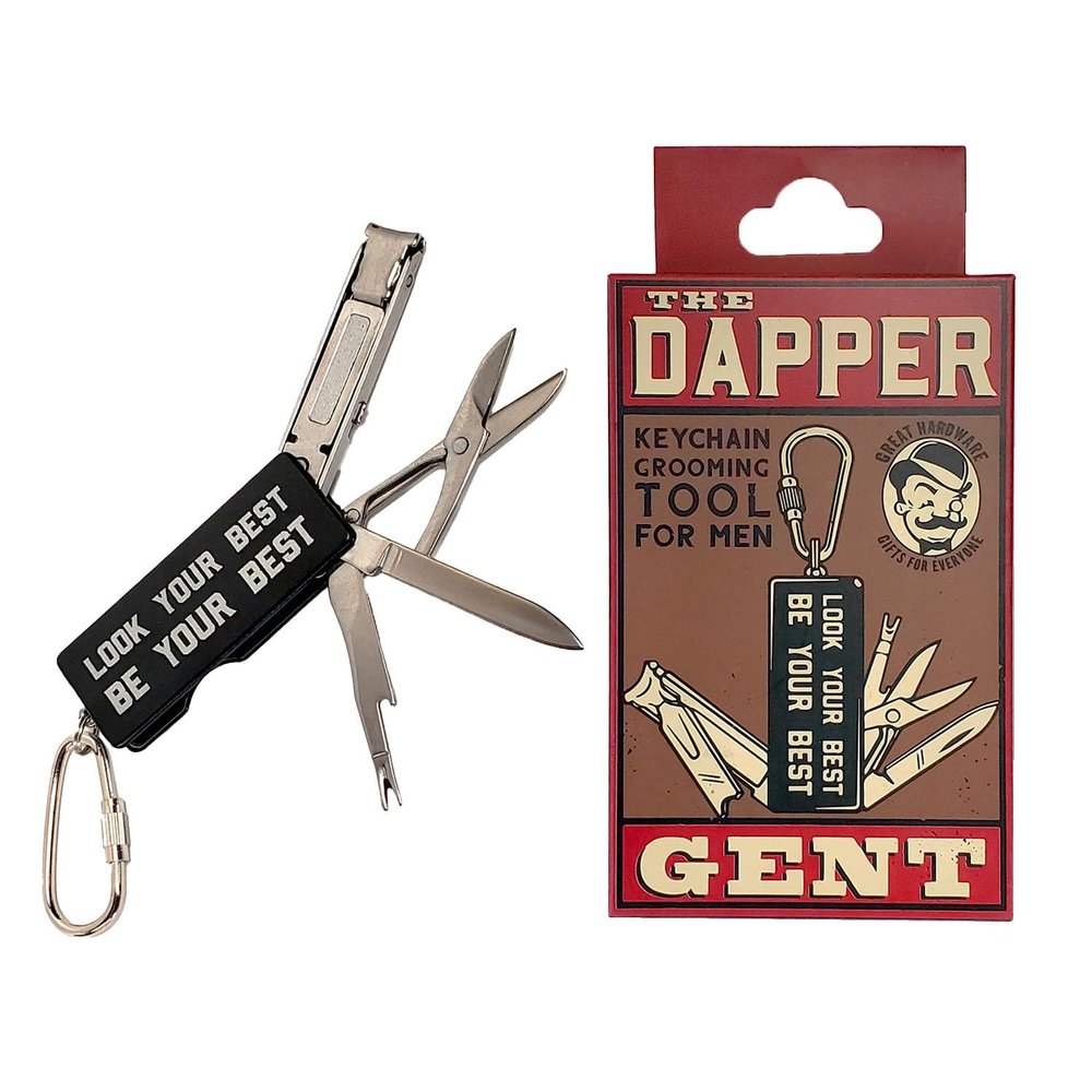 Trixie & Milo The Dapper Gent - Pocket Manicure Tool, Nail Clippers, Nail File & Exfoliator, Mini Straight Blade, Trimming Scissors, Unique Gifts for Men