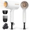 Ionic Hair Dryer with Diffuser, DOOAIR Blow Dryer with Comb and Concentrator Professional Hair Dryer for Curly Hair, Negative Ion Technology, Constant Temperature Hair Care for Lightweight (White) view 1