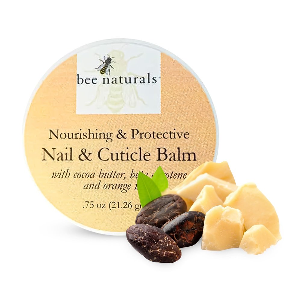 Bee Naturals Nail & Cuticle Balm - Cocoa Butter & Beta Carotene Blend for Strong, Smooth Nails - luscious natural tangerine fragance Shea Butter & Beeswax Cruelty-Free Nail Care
