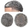 Afro Curly Mens Toupee Full French Lace African American Wigs 10x8 All Transparent Lace Hairpiece Replacement Kinky Curly Human Hair System for Black Men (6mm Wave Curl, #1B50 Off Black+50% Gray) view 1