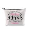 G2TUP Ice Skating Gift If Figure Skating Was Easy They Would Call It Hockey Makeup Bag Skate Lover Cosmetic Bag Ice Skater Gift Zipper Pouch Travel Bag (If Figure Skating Was Easy White Bag) view 1