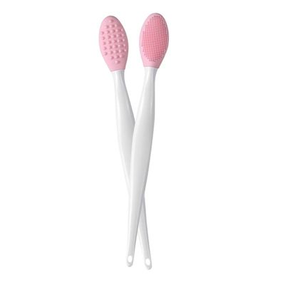 Silicone Lip Brush Double Sided Nose Scrubber Soft Manual Blackhead Cleaner, Double Sided Nose Brush, Soft Lip Cleaner, Manual Blackhead Brush, Pink 2pcs