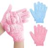 Sibba 2 Pair Bath Gloves for Shower Natural Loofah Exfoliating Wash Gloves for Body and Face, Dead Skin Remover, Double Sided Microfibre Shower Body Gloves for Adults and Kids view 1