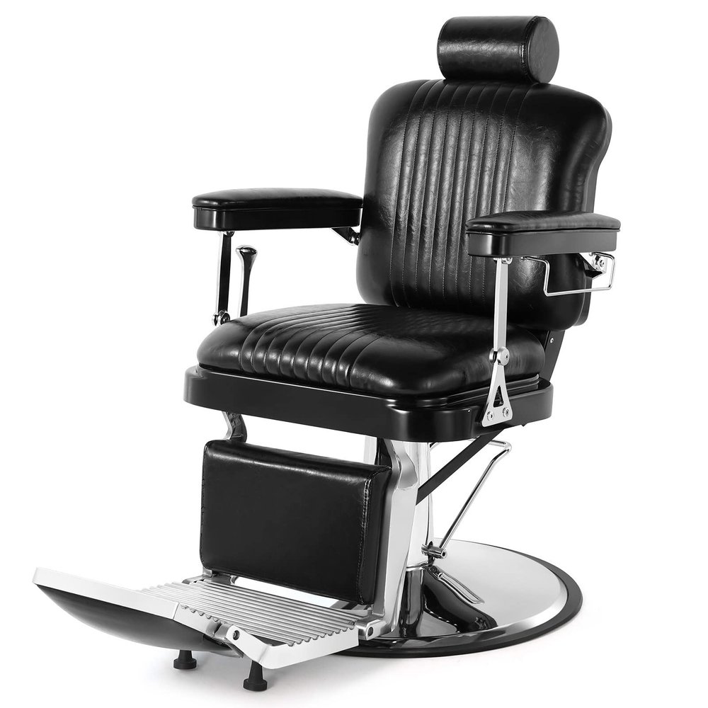 Artist hand Barber Chairs Heavy Duty Barber Chair Retro Hydraulic Reclining Salon Chair Tattoo Barber Chair (Black)