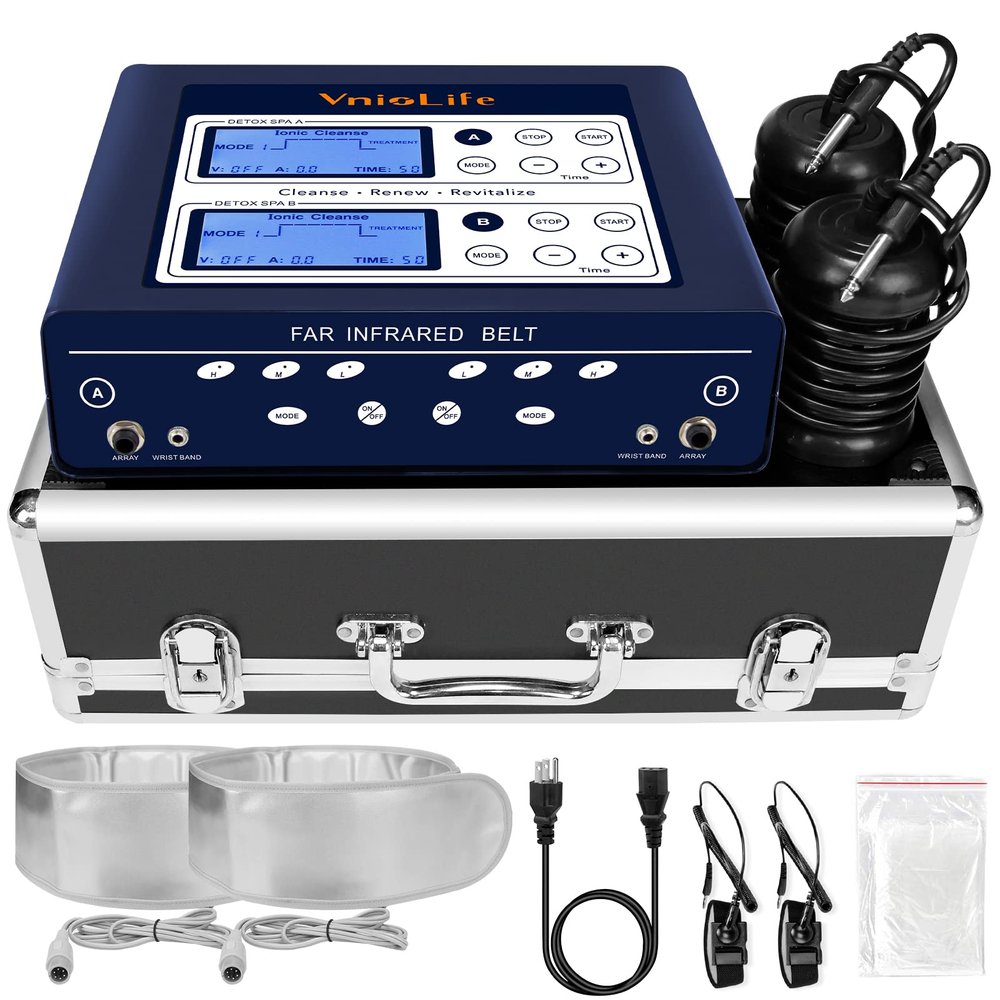 VnioLife Professional Ionic Foot Bath Detox Machine, Dual Foot Detox Machine for 2 Users with Heating Belt, 5 Detox Mode, Dual Channel, Suitable for Home Beauty Salon Foot Spa Use