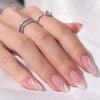 BTArtbox Press On Nails Medium - Soft Gel French Tip Press On Nails, Almond Glue On Nails with Nail Glue, Reusable Stick On Nails in 15 Sizes, White Swirl view 1