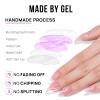 BTArtbox Press On Nails Medium - Soft Gel French Tip Press On Nails, Almond Glue On Nails with Nail Glue, Reusable Stick On Nails in 15 Sizes, White Swirl view 4