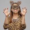 Halloween Cat Cosplay Accessories Set Cat Ear Headband with leopard print Masquerade mask for Women Halloween Costume accessory for Women Party Costume view 3