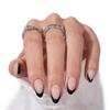 BTArtbox French Tip Press On Nails, Almond, Supremely Fit, Natural, Reusable Short Glue/Stick On Nails for Women Gift in 16 Sizes, Black French, 32 Fake Nails Kit view 1