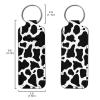 Suobstales Cow Print Chapstick Holder Keychain Neoprene Lip Balm Black White Animal Gloss Portable Tubes Pocket Bag Lipstick Case, Black and White Cow Pattern view 2